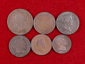Lote de 6 monedas de cobre de diferentes ... 
