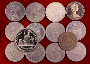 Lote de 8 monedas de la Isla de Man, 1 de ... 
