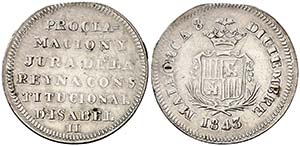 1843. Isabel II. Mallorca. Medalla de ... 