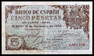 1936. Burgos. 5 pesetas. (Ed. D18) (Ed. ... 