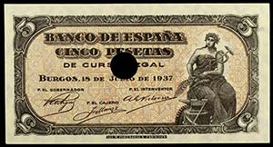 1937. Burgos. 5 pesetas. (Ed. D25n) (Ed. ... 