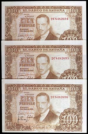 1953. 100 pesetas. (Ed. D65b) (Ed. 464c). 7 ... 