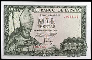 1965. 1000 pesetas. (Ed. D72a) (Ed. 471b). ... 