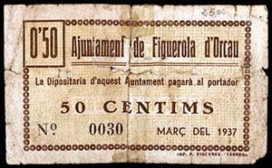 Figuerola de Orcau. 50 céntimos. (T. 1181). ... 