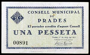Prades. 1 peseta. (T. 2282). MBC+.