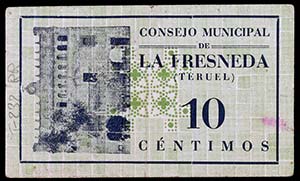 La Fresneda (Teruel). 10, 25, 50 céntimos y ... 