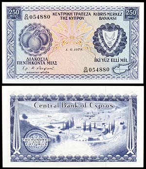 1979. Chipre. Banco Central. 250 mils. (Pick ... 
