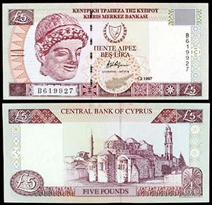 1997. Chipre. Banco Central. 5 libras. (Pick ... 