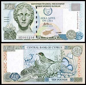 2001. Chipre. Banco Central. 10 libras. ... 