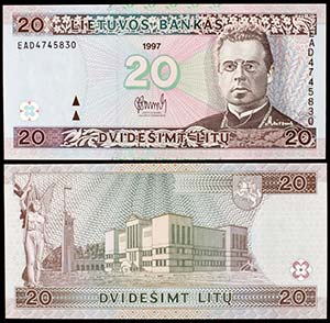 1997. Lituania. Banco de Lituania. 20 litu. ... 