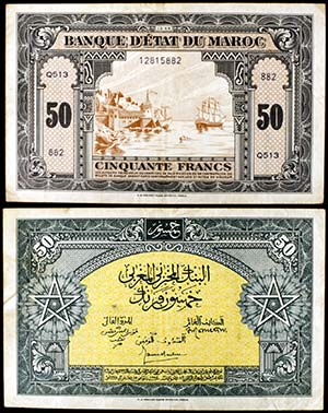 1944. Marruecos. Banco Estatal. 50 francos. ... 