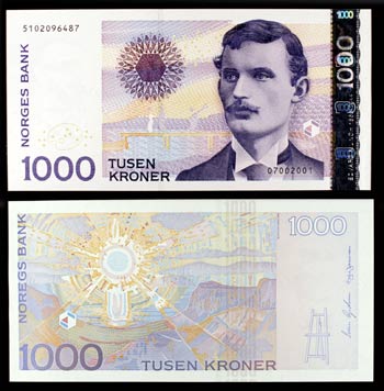 2001. Noruega. Banco Noruego. 1000 coronas. ... 