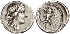 (47-46 a.C.). Julio César. Denario. (Spink ... 
