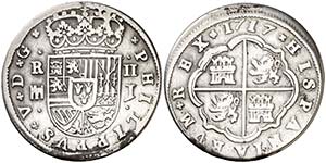 1717. Felipe V. Segovia. J. 2 reales. (Cal. ... 