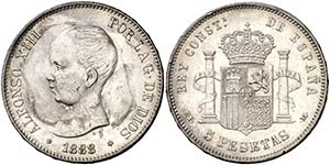 1888*1888. Alfonso XIII. MPM. 5 pesetas. ... 