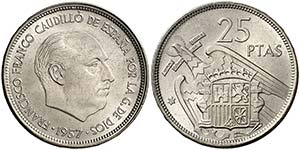 1957*58. Estado Español. 25 pesetas. (Cal. ... 