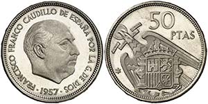 1957*75. Estado Español. 50 pesetas. (Cal. ... 