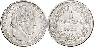 1837. Francia. Luis Felipe I. B (Rouen). 5 ... 