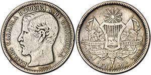 1862. Guatemala. R. 1 peso. (Kr. 182). 24,21 ... 