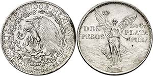 1921. México. 2 pesos. (Kr. 462). 26,51 g. ... 