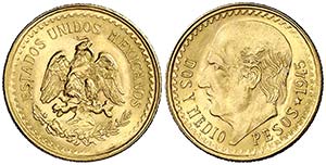 1945. México. 2 pesos y medio. (Fr. 169R) ... 