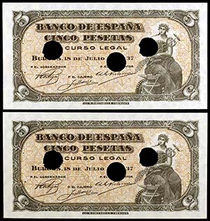 1937. Burgos. 5 pesetas. (Ed. D25a) (Ed. ... 