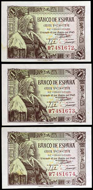 1945. 1 peseta. (Ed. D49a) (Ed. 448a). 15 de ... 