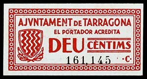 Tarragona. 10, 25 (dos) céntimos y 1 (dos) ... 