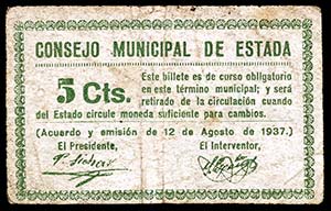 Estada (Huesca). 5 céntimos. (T. 164) (RGH. ... 