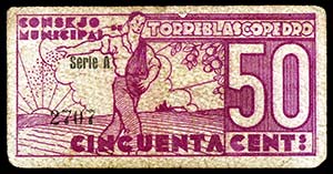 Torreblascopedro (Jaén). 25, 50 céntimos y ... 