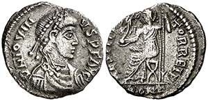 (411-413 d.C.). Jovino. Arelate. Siliqua. ... 