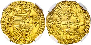 1544. Carlos I. Amberes. 1 corona del sol. ... 