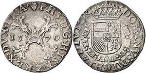 1570. Felipe II. Amberes. 1/2 escudo ... 