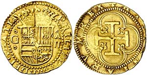 s/d. Felipe II. Granada. A. 2 escudos. (Cal. ... 