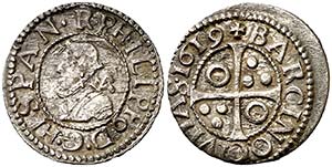 1619. Felipe III. Barcelona. 1/2 croat. ... 