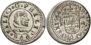 1664. Felipe IV. Burgos. R. 16 maravedís. ... 