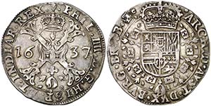 1637. Felipe IV. Amberes. 1/2 patagón. ... 