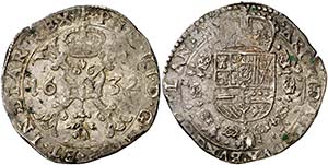 1632. Felipe IV. Brujas. 1 patagón. (Vti. ... 