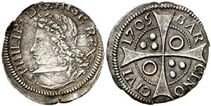 1705. Felipe V. Barcelona. 1 croat. (Cal. ... 