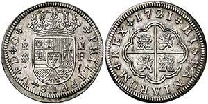 1721. Felipe V. Segovia. F. 2 reales. (Cal. ... 