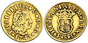 1743. Felipe V. Sevilla. PJ. 1/2 escudo. ... 