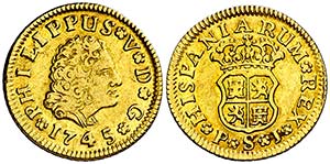 1745. Felipe V. Sevilla. PJ. 1/2 escudo. ... 