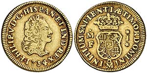 1734/3. Felipe V. México. MF. 1 escudo. ... 