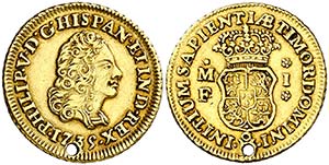 1735. Felipe V. México. MF. 1 escudo. (Cal. ... 
