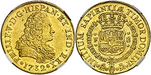 1732. Felipe V. México. F. 8 escudos. (Cal. ... 