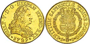 1729. Felipe V. Sevilla. 8 escudos. (Cal. ... 