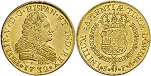 1732. Felipe V. Sevilla. PA. 8 escudos. ... 