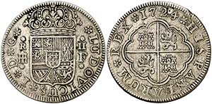 1724. Luis I. Segovia. F. 2 reales. (Cal. ... 