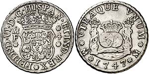 1747. Fernando VI. México. MF. 4 reales. ... 