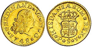 1748. Fernando VI. Sevilla. PJ. 1/2 escudo. ... 
